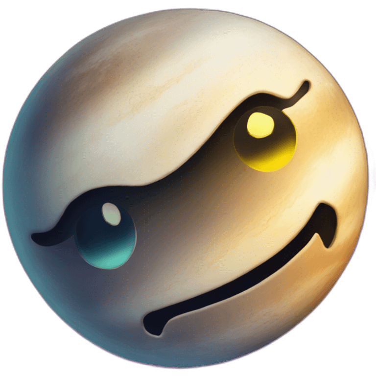 planet mercury with a cartoon pretty face emoji