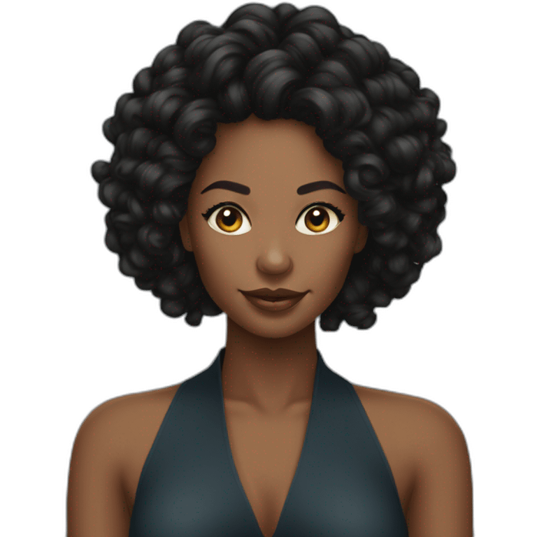 Beautiful Black women long kinky hair emoji