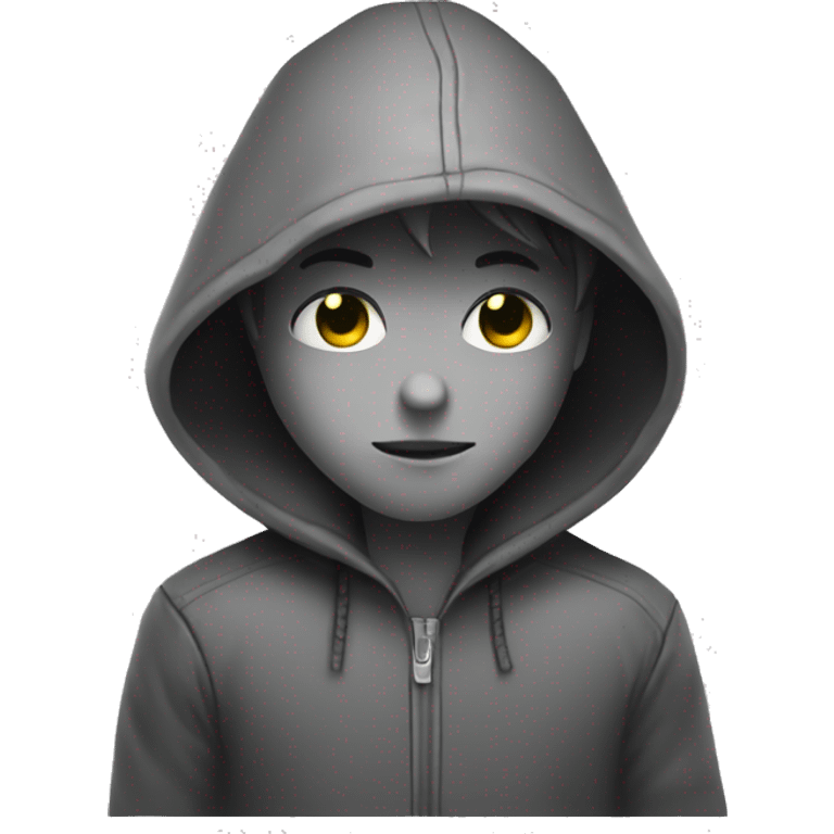 grayscale mysterious hooded boy in gloves emoji