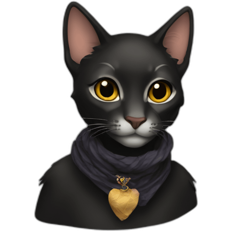 black fur tabaxi wearing silk scarf emoji