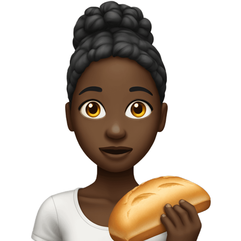  A black  African skinny  girl eating bread  emoji