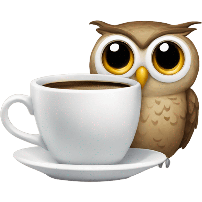 Owl and coffee emoji