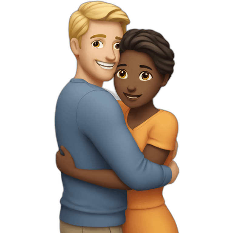 white couple hugging emoji