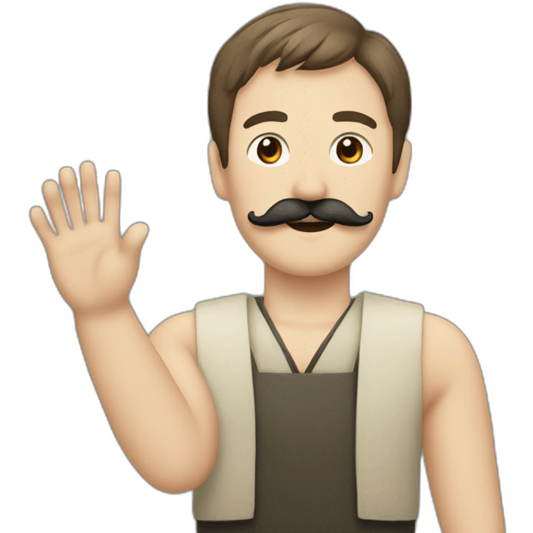 german man, mustache, japanese manji, arm in the air emoji