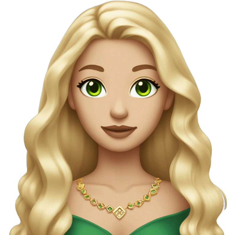 gorgeous long blonde girl cat eye green eyes gold jewlery light skin emoji