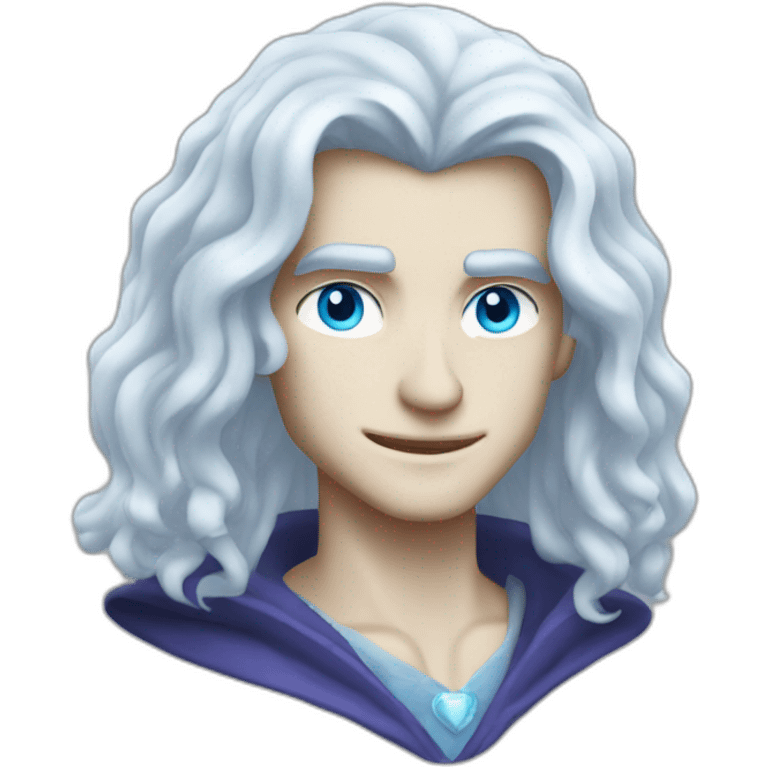 pale handsome vampire prince with long wavy white hair and light blue eyes emoji