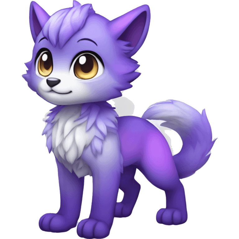 shiny, colorful, lilac-violet, gradient, Kemono-style, Chibi, Anthro-Fur-Sona-Fakémon, Full Body emoji