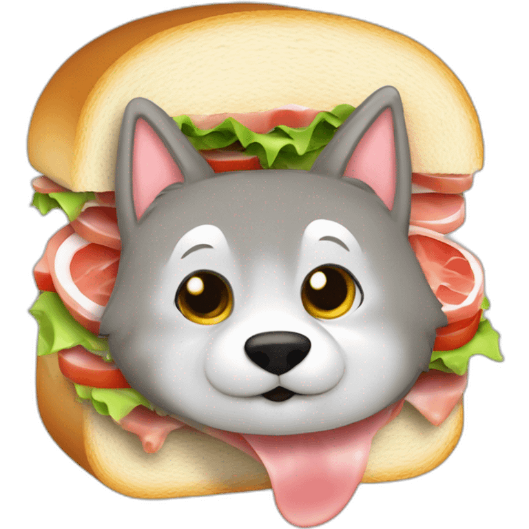 Loup qui mange us sandwich jambon   emoji