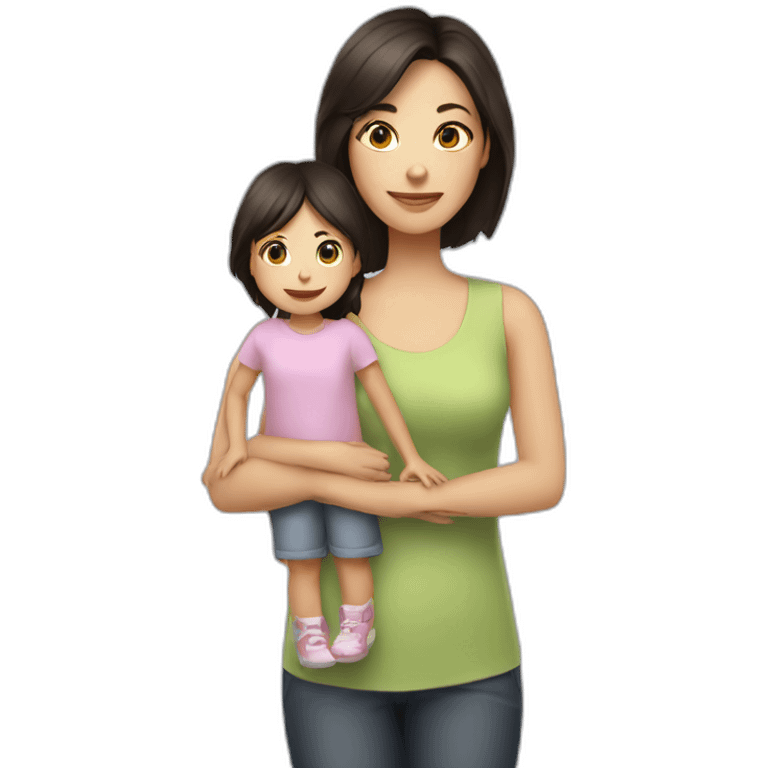 mother and 2 child with dark hair5 and white skin full length emoji