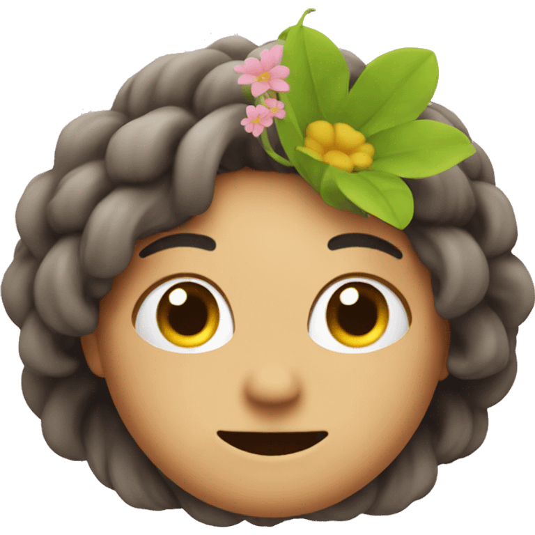 flower on the meh emoji head emoji