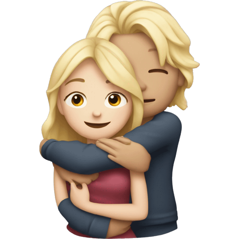 blonde girl hugs a guy emoji