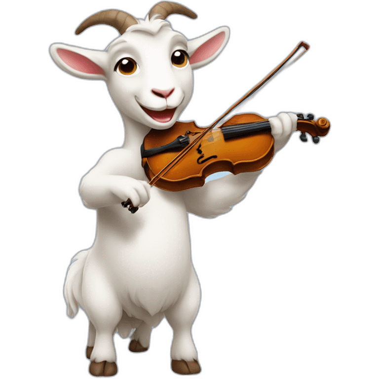 Cute goat playing violin emoji