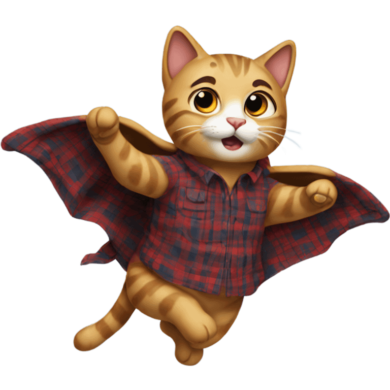 flying cat wearing a flannel emoji