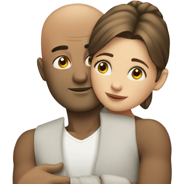 Bald man hugging a girl emoji