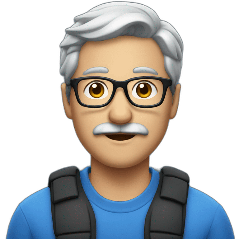 Man with mustache, blue baseball-cap, grey hair, black framed glasses emoji