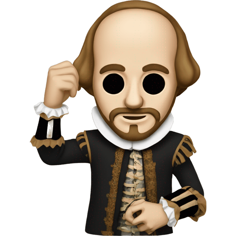 Shakespeare holds a tragic mask in his hand emoji