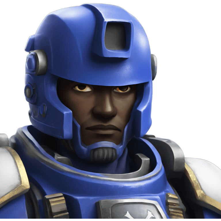 Ultramarine 40k with a white helmet emoji