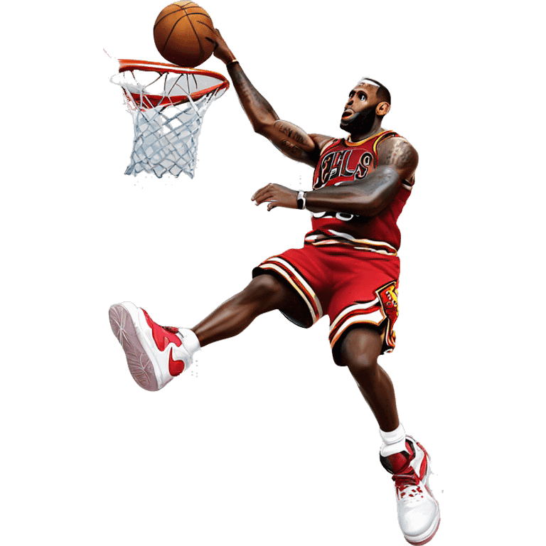 Lebron James dunking on Michael Jordan emoji