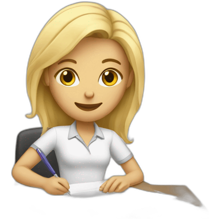 women with blonde hair filling paperwork emoji