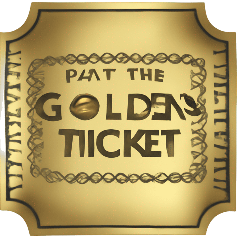 A golden ticket with the words ‘Pat Cohans’ engraved on it emoji