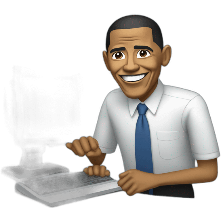 barack obama in front of a computer emoji