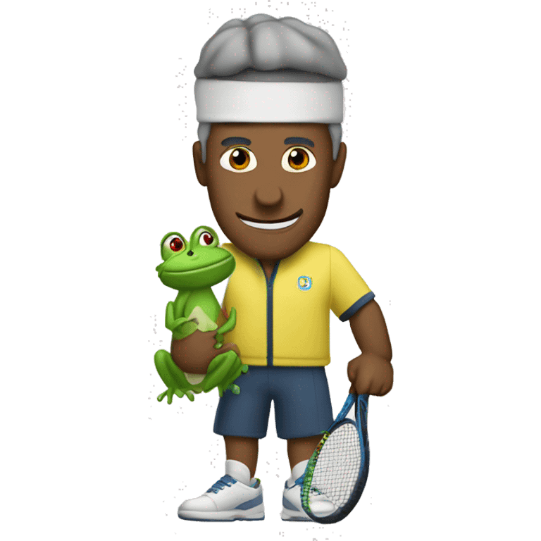 haz un emoji que describa a un hombre que le gusta el tenis y la rana gustavo emoji