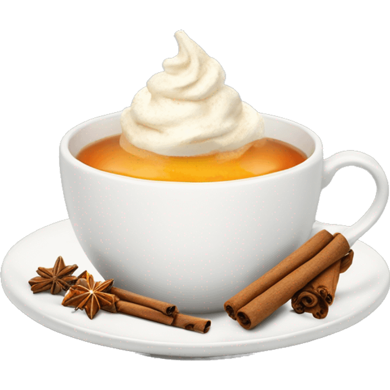 christmas tea with orange, cinnamon and whipped cream emoji