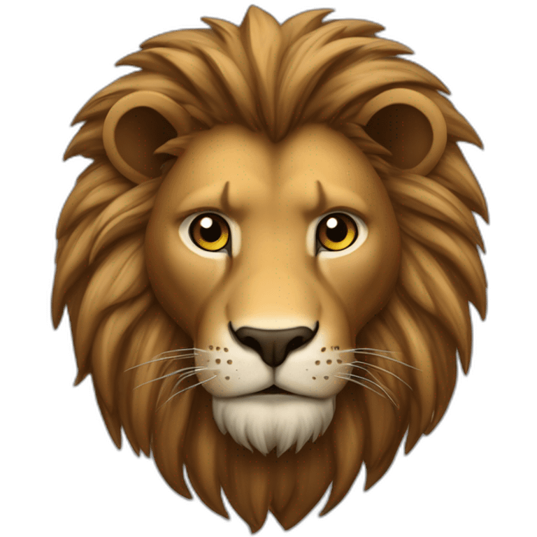 Lion fourrure marron crinière marron foncée yeux verts emoji