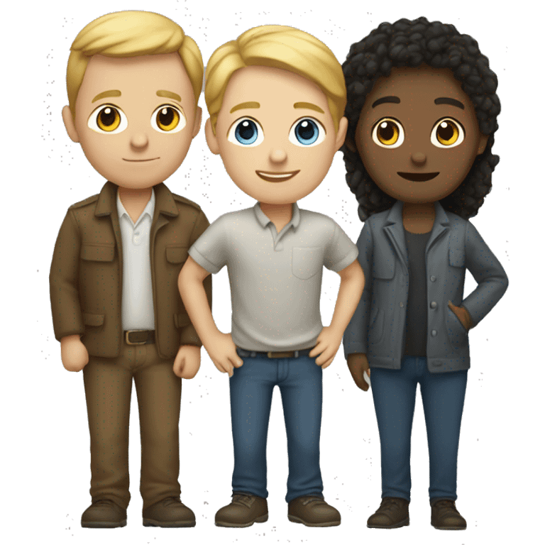 Three white people standing toghether emoji