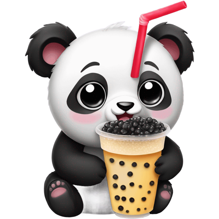 Panda with bubble tea emoji