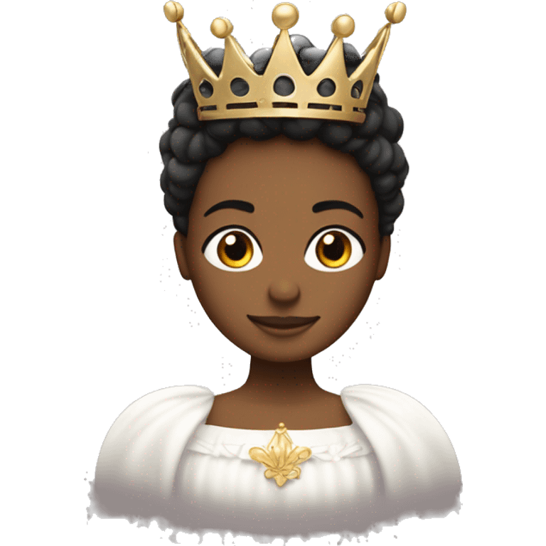 Reina de pelo lacio negro Y piel blanca, con corona y alas  emoji