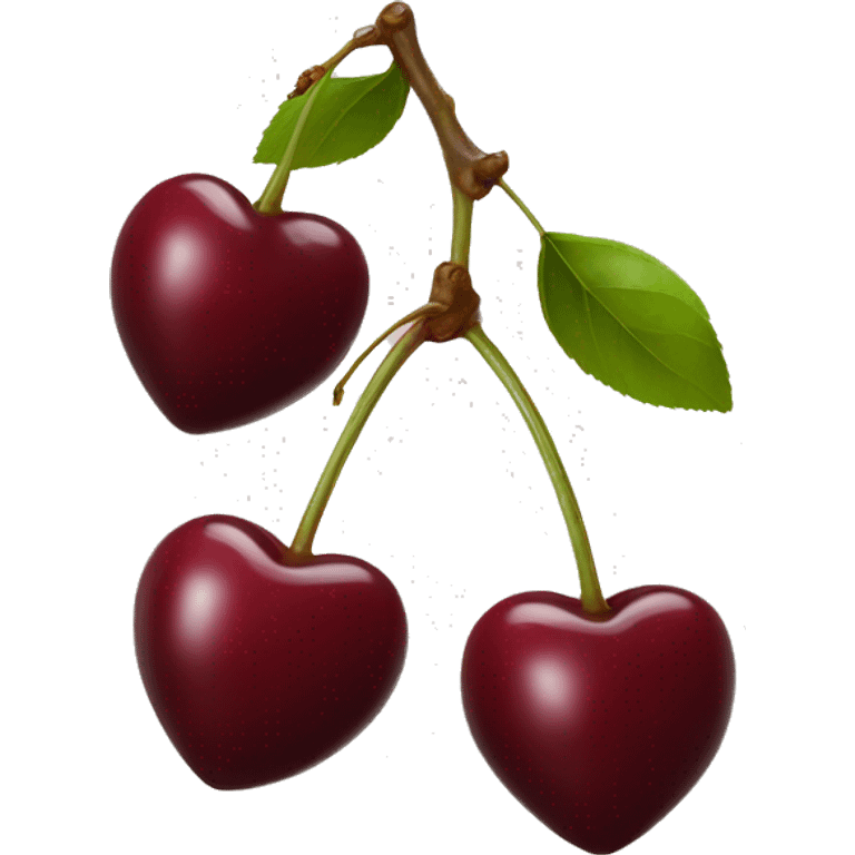 heart-shaped burgundy cherries on single stem emoji