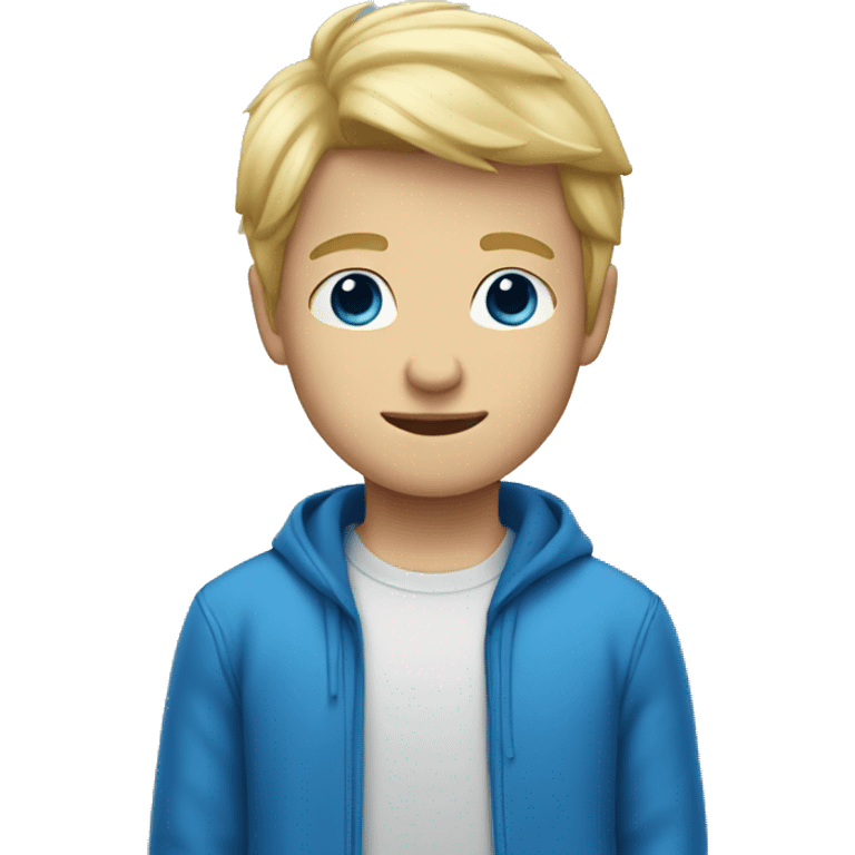 blond hair boy dressed in blue emoji