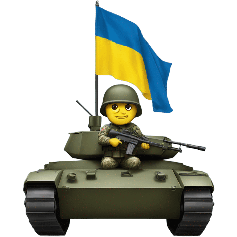 Soldat in Tank with flag Ukraine emoji