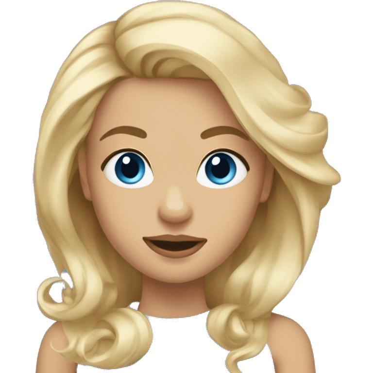 blonde hair blue eyed girl with blowout hairstyle  emoji