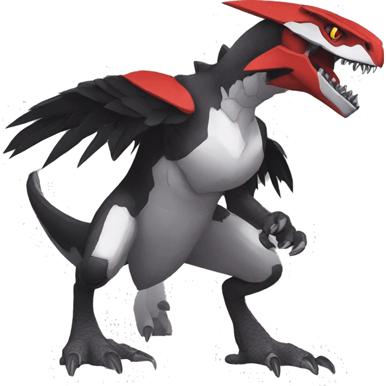  Cool Edgy Black Red Grey White Digimon-Fakemon-Raptor-Reptile full body emoji