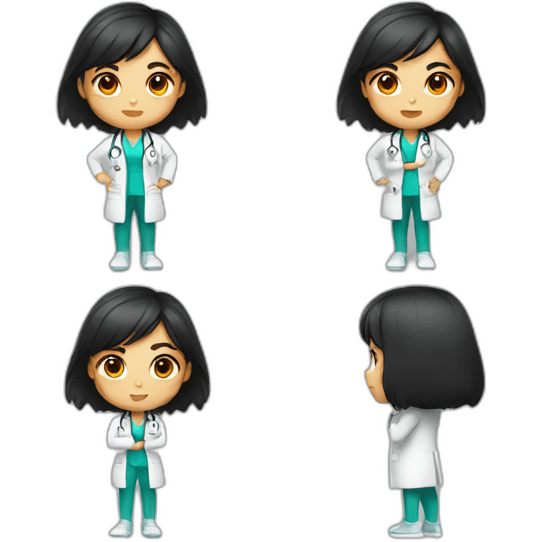 doctor girl with dark hair doing squats emoji