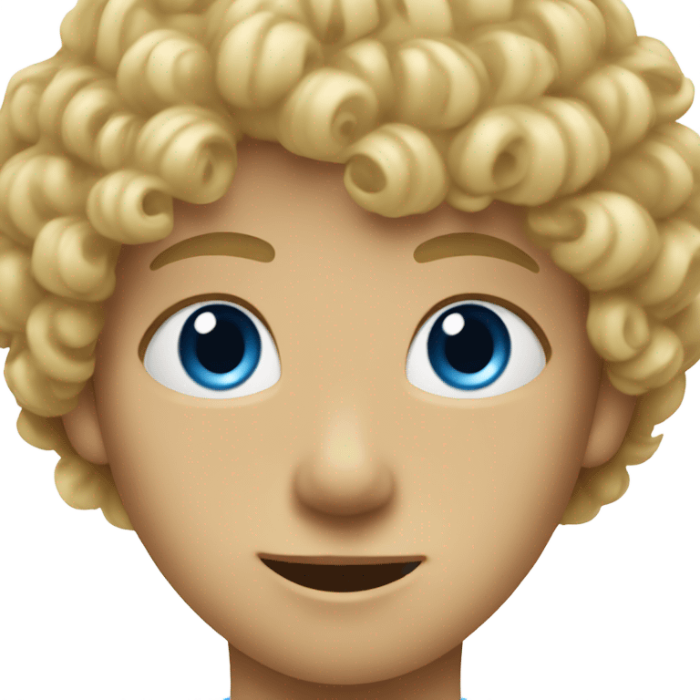 9 year old boy with blonde curly haired mullet and blue eyes emoji