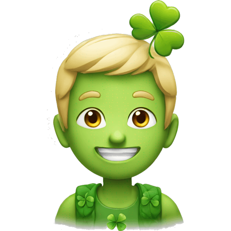 Mischievous farfadet with a four-leaf clover emoji