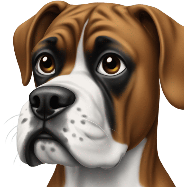 Black and white boxer dog closeup emoji