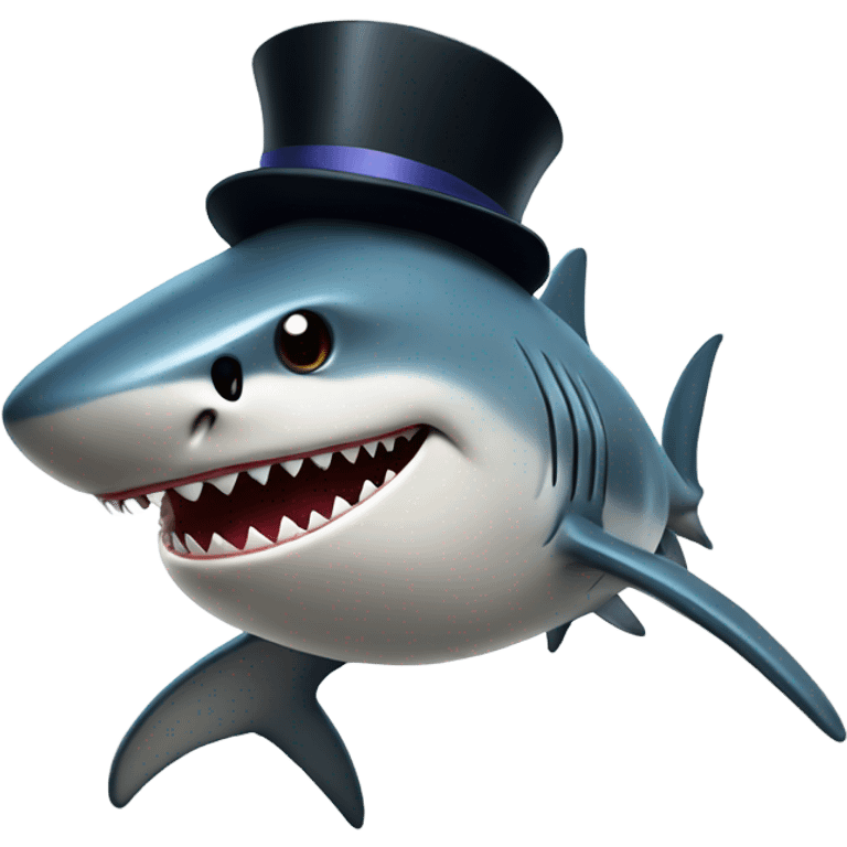 Shark with a top hat emoji