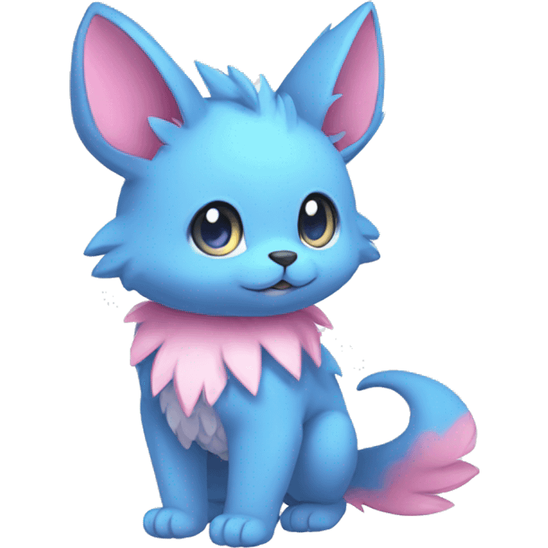 Cute cool blue pink animal hybrid Fakemon full body emoji