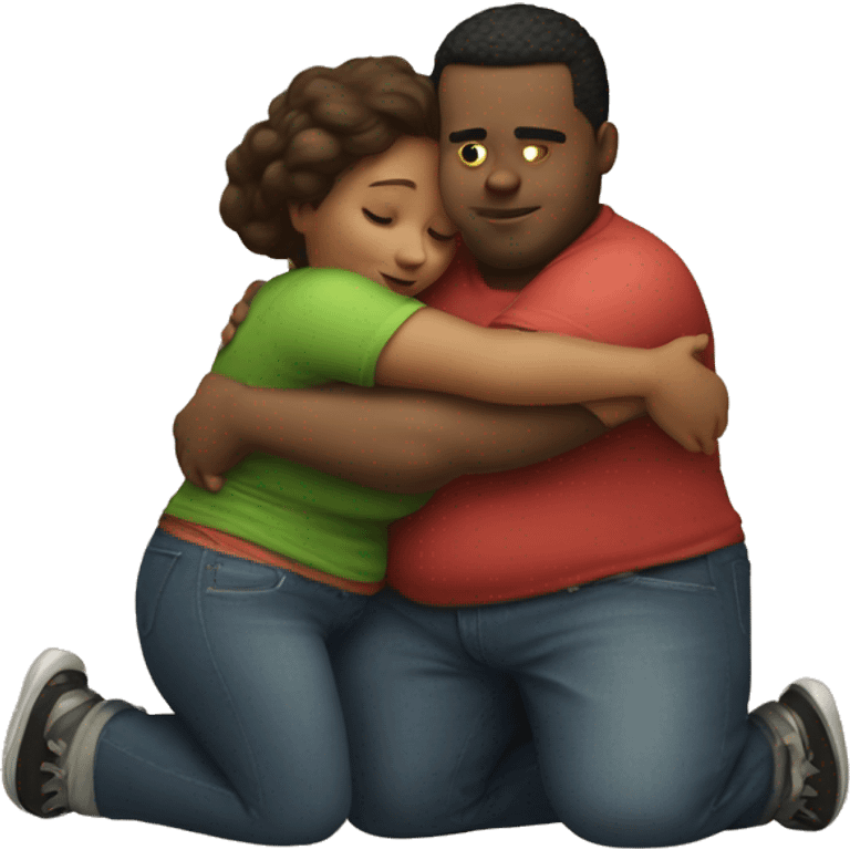 Fat boy hug slim girl emoji