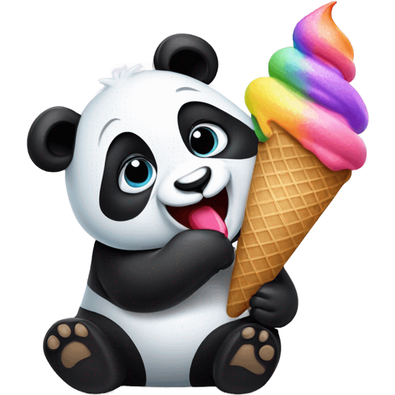 Panda eating ice cream emoji