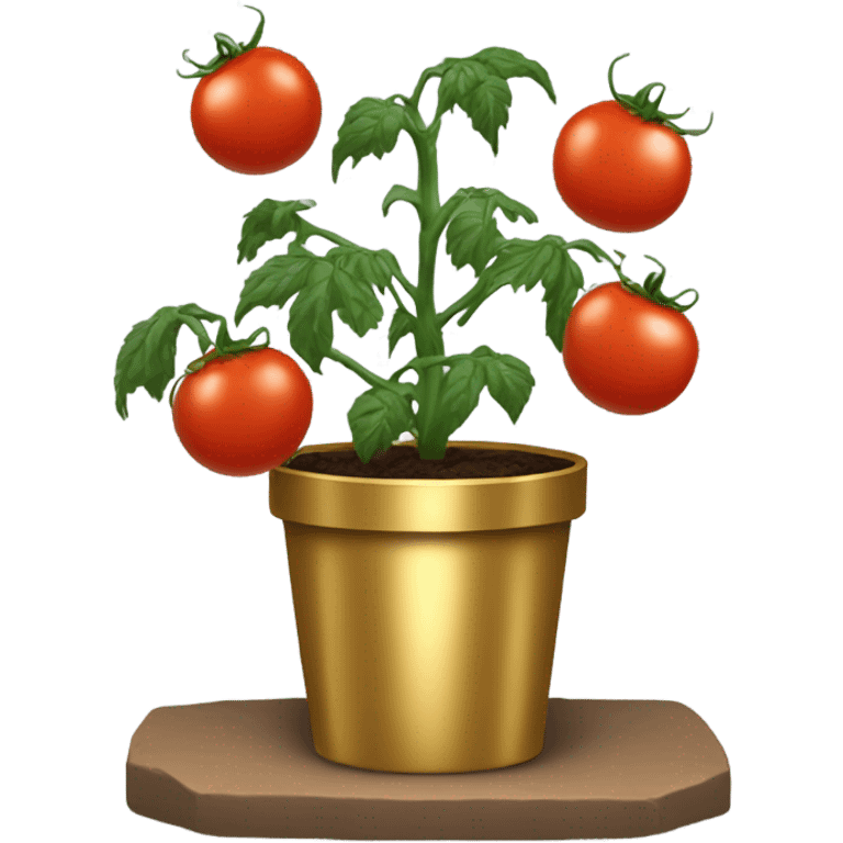 Tomato plant with Black tomatoes on in a gold pot emoji