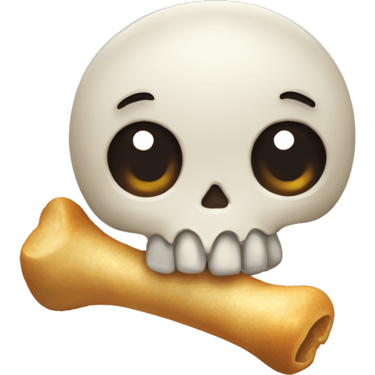 emoji eating a bone emoji