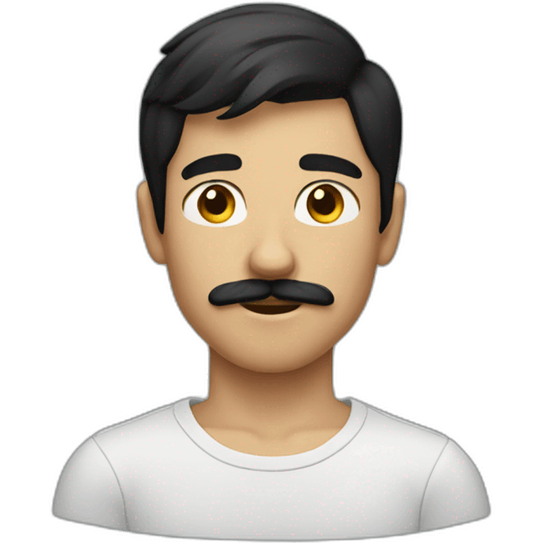 Teenboy with medium Short black hair and mustache emoji