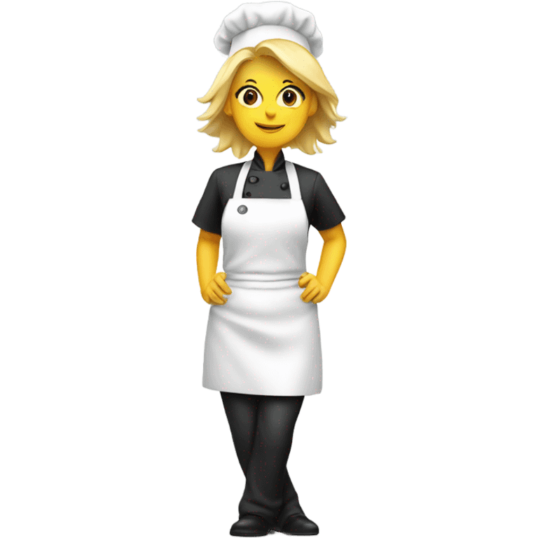 Female chef with blonde hair near a toilet emoji