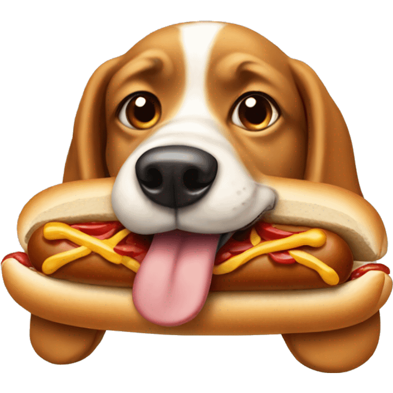 A dog as a hotdog emoji