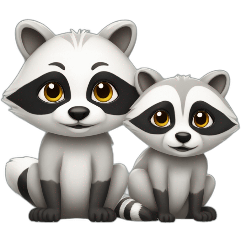 white racoon with normal racoon emoji